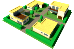 représentation 3D d'une maison dans Ecotown